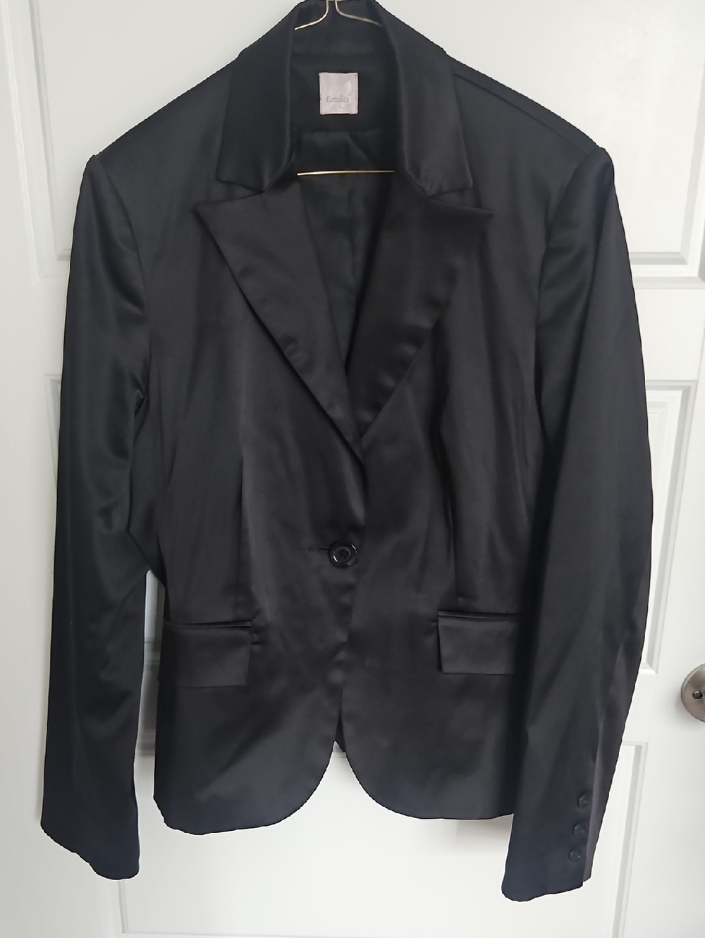 Black Satin Single-Button Women’s Blazer - Classic Tailored Jacket